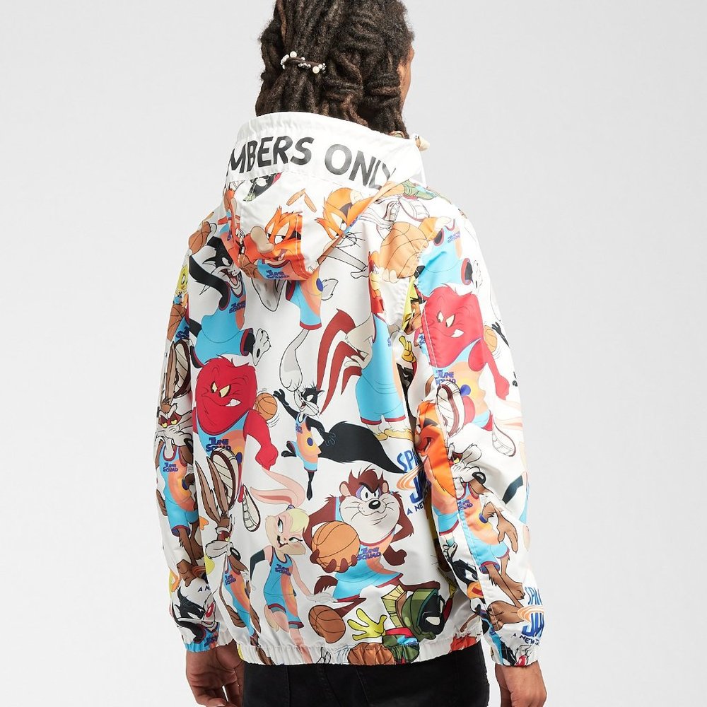 NEW Members Only Looney Tunes Space Jam Hood Windbreaker Jacket LARGE Cartoon